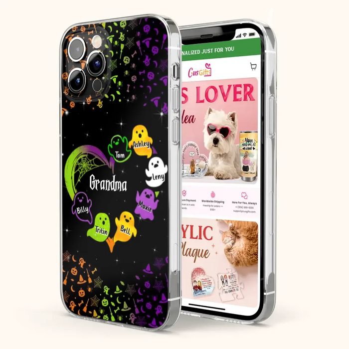 Personalized Grandma and Grandkids Ghost Phone Case - Halloween gift for Grandma - Up to 7 Grandkids - Case For iPhone/Samsung