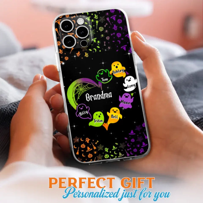 Personalized Grandma and Grandkids Ghost Phone Case - Halloween gift for Grandma - Up to 7 Grandkids - Case For iPhone/Samsung