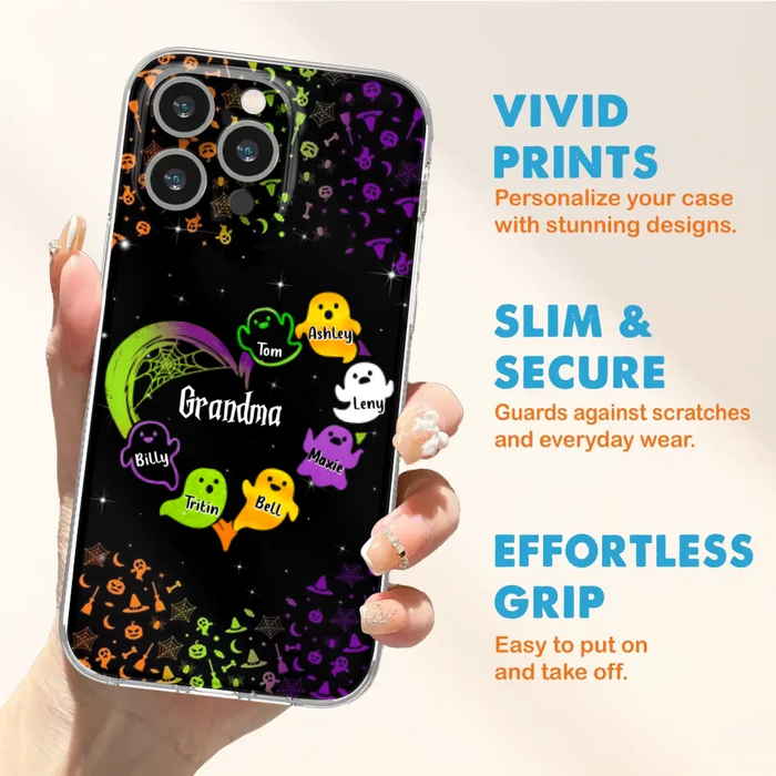 Personalized Grandma and Grandkids Ghost Phone Case - Halloween gift for Grandma - Up to 7 Grandkids - Case For iPhone/Samsung