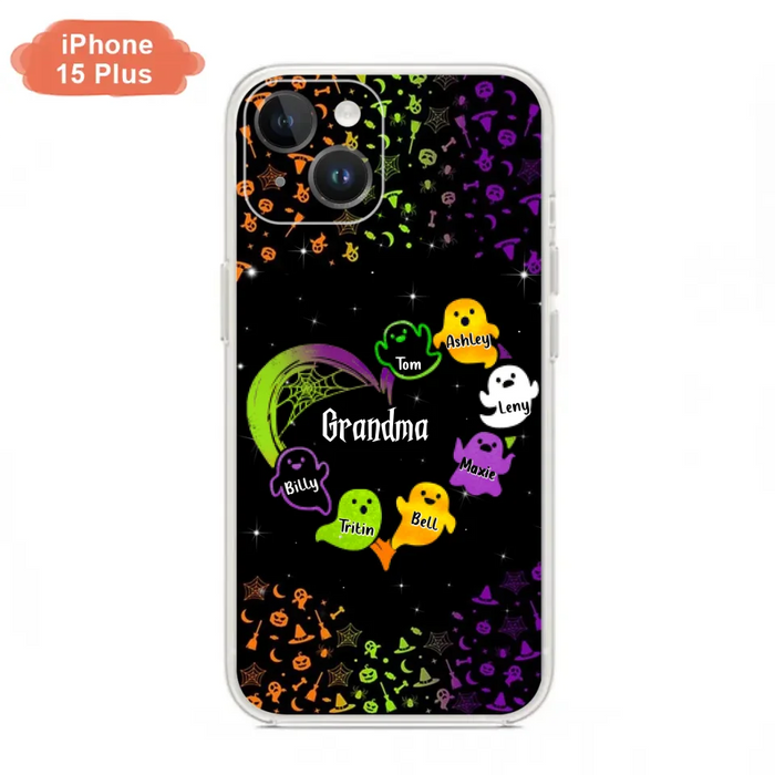 Personalized Grandma and Grandkids Ghost Phone Case - Halloween gift for Grandma - Up to 7 Grandkids - Case For iPhone/Samsung