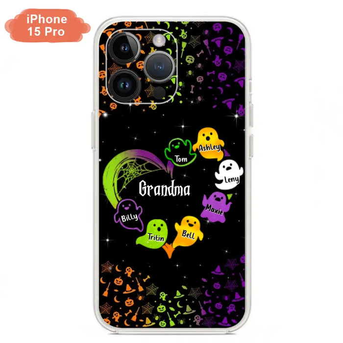 Personalized Grandma and Grandkids Ghost Phone Case - Halloween gift for Grandma - Up to 7 Grandkids - Case For iPhone/Samsung