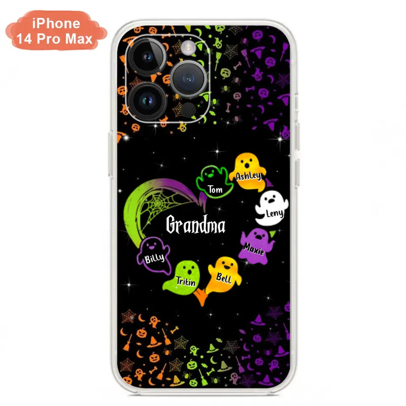 Personalized Grandma and Grandkids Ghost Phone Case - Halloween gift for Grandma - Up to 7 Grandkids - Case For iPhone/Samsung