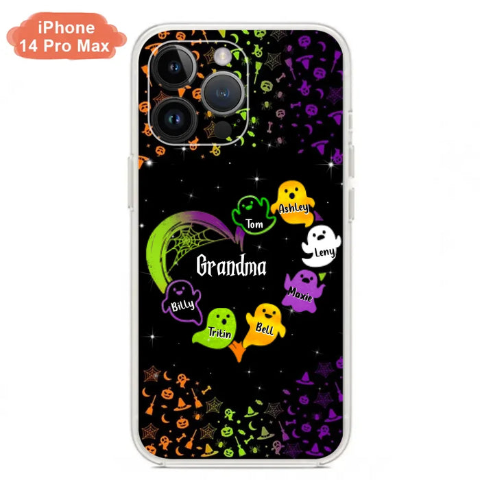 Personalized Grandma and Grandkids Ghost Phone Case - Halloween gift for Grandma - Up to 7 Grandkids - Case For iPhone/Samsung