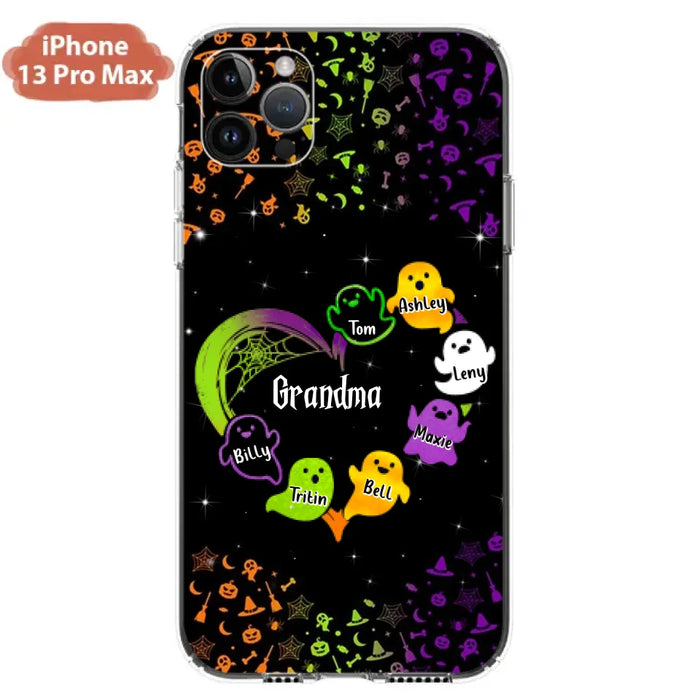 Personalized Grandma and Grandkids Ghost Phone Case - Halloween gift for Grandma - Up to 7 Grandkids - Case For iPhone/Samsung