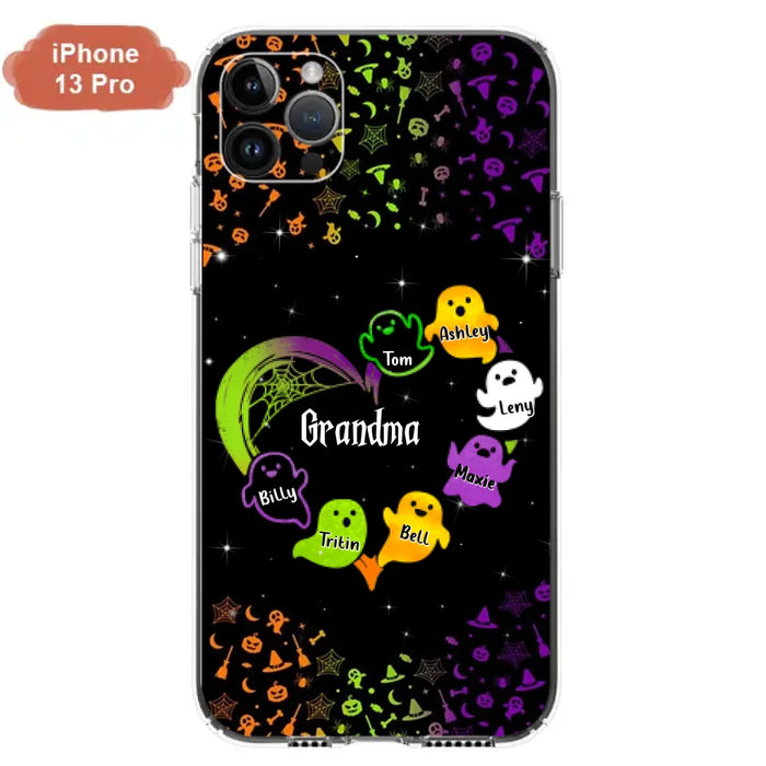 Personalized Grandma and Grandkids Ghost Phone Case - Halloween gift for Grandma - Up to 7 Grandkids - Case For iPhone/Samsung