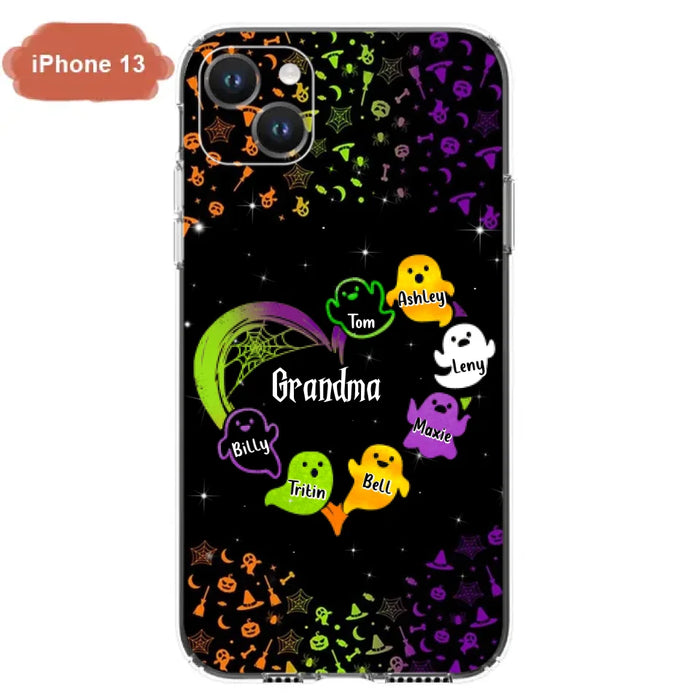 Personalized Grandma and Grandkids Ghost Phone Case - Halloween gift for Grandma - Up to 7 Grandkids - Case For iPhone/Samsung