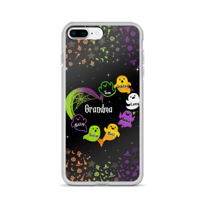 Personalized Grandma and Grandkids Ghost Phone Case - Halloween gift for Grandma - Up to 7 Grandkids - Case For iPhone/Samsung