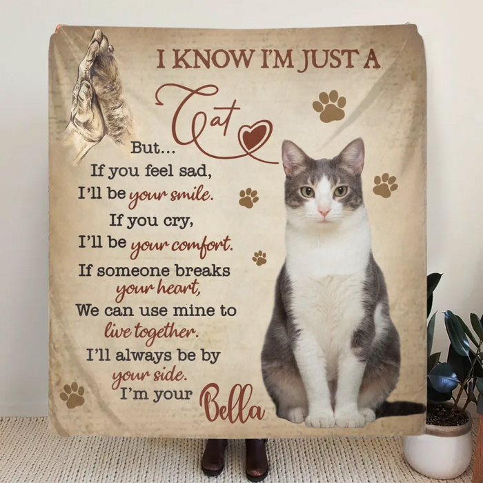 Personalized Cat Quilt/Fleece Throw Blanket - Upload Photo - Gift Idea For Cat Lover - I'lI Always Be By Your Side