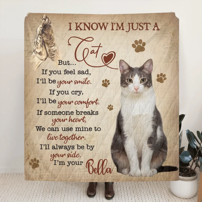Personalized Cat Quilt/Fleece Throw Blanket - Upload Photo - Gift Idea For Cat Lover - I'lI Always Be By Your Side