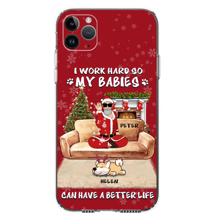 Personalized Christmas Pet Dad Phone Case - Man With Up to 4 Pets - Gift For Cat/Dog Lover - Case For iPhone And Samsung