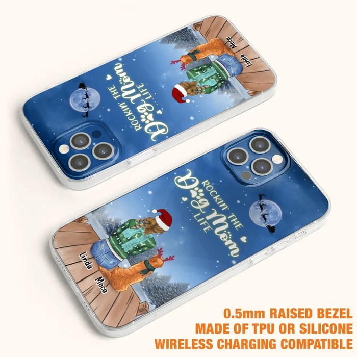 Personalized Christmas Dog Mom Phone Case - Up to 5 Dogs - Gift Idea For Dog Lover/Dog Mom - Rockin' The Dog Mom Life - Case For iPhone And Samsung