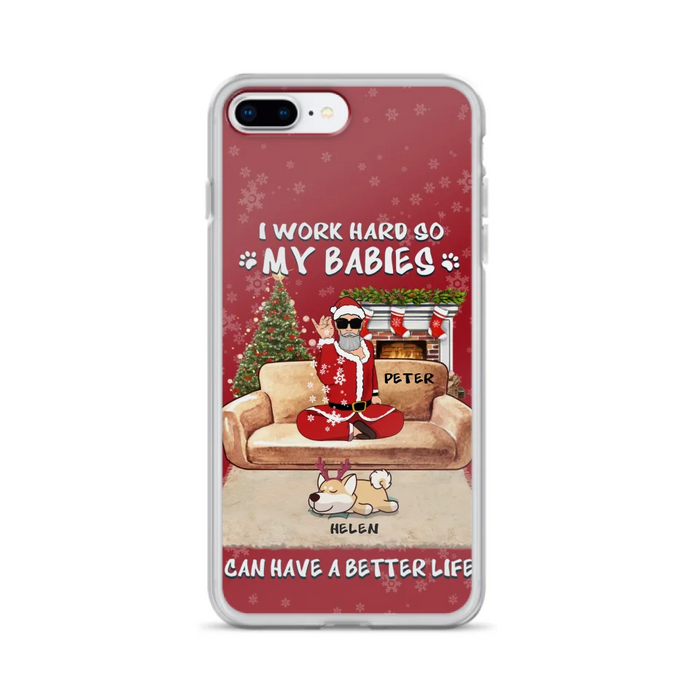 Personalized Christmas Pet Dad Phone Case - Man With Up to 4 Pets - Gift For Cat/Dog Lover - Case For iPhone And Samsung