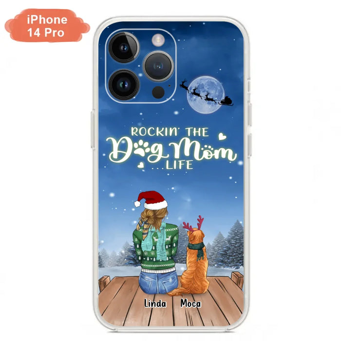 Personalized Christmas Dog Mom Phone Case - Up to 5 Dogs - Gift Idea For Dog Lover/Dog Mom - Rockin' The Dog Mom Life - Case For iPhone And Samsung