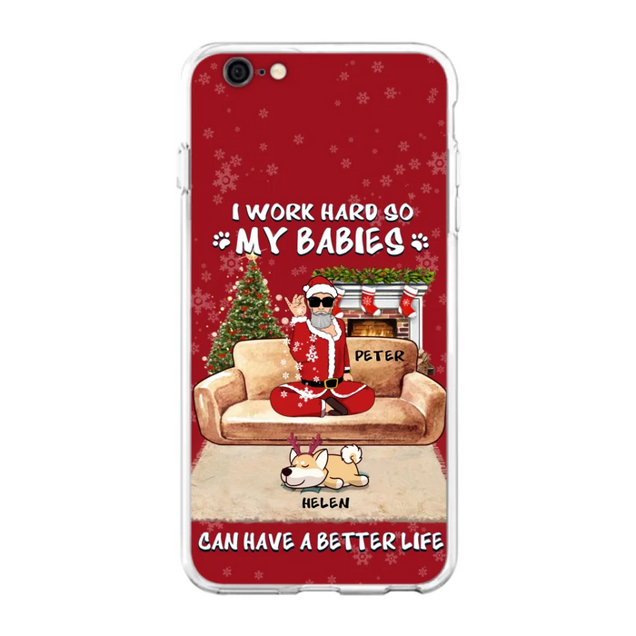 Personalized Christmas Pet Dad Phone Case - Man With Up to 4 Pets - Gift For Cat/Dog Lover - Case For iPhone And Samsung