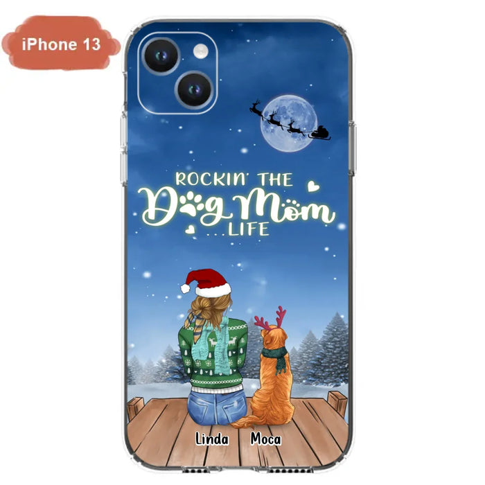 Personalized Christmas Dog Mom Phone Case - Up to 5 Dogs - Gift Idea For Dog Lover/Dog Mom - Rockin' The Dog Mom Life - Case For iPhone And Samsung