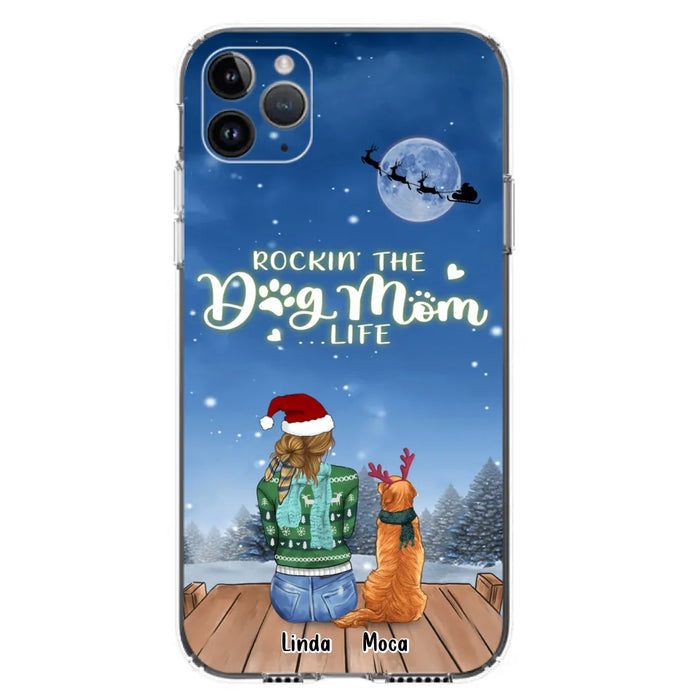 Personalized Christmas Dog Mom Phone Case - Up to 5 Dogs - Gift Idea For Dog Lover/Dog Mom - Rockin' The Dog Mom Life - Case For iPhone And Samsung