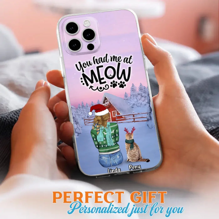 Personalized Christmas Cat Mom Phone Case - Up to 5 Cats - Christmas Gift Idea For Cat Lover - You Had Me At Meow - Case For iPhone And Samsung
