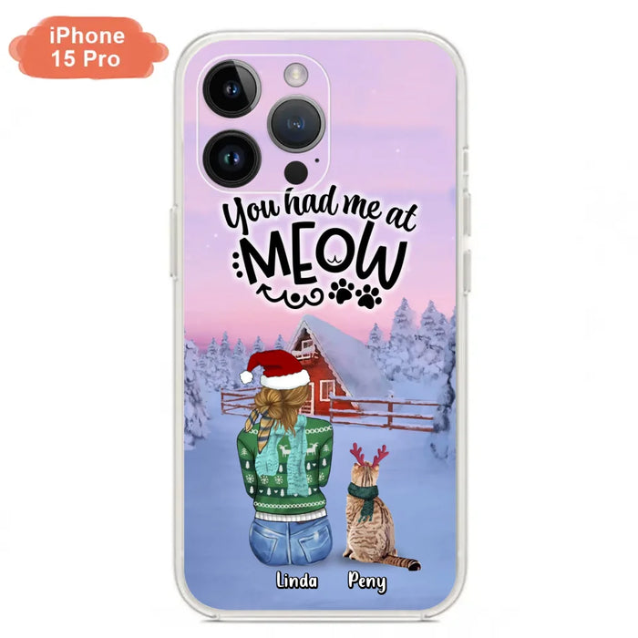 Personalized Christmas Cat Mom Phone Case - Up to 5 Cats - Christmas Gift Idea For Cat Lover - You Had Me At Meow - Case For iPhone And Samsung