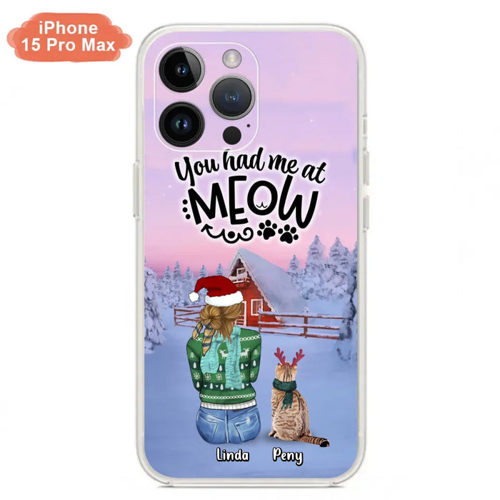 Personalized Christmas Cat Mom Phone Case - Up to 5 Cats - Christmas Gift Idea For Cat Lover - You Had Me At Meow - Case For iPhone And Samsung