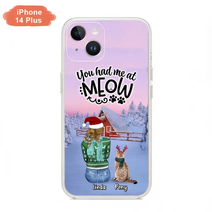 Personalized Christmas Cat Mom Phone Case - Up to 5 Cats - Christmas Gift Idea For Cat Lover - You Had Me At Meow - Case For iPhone And Samsung