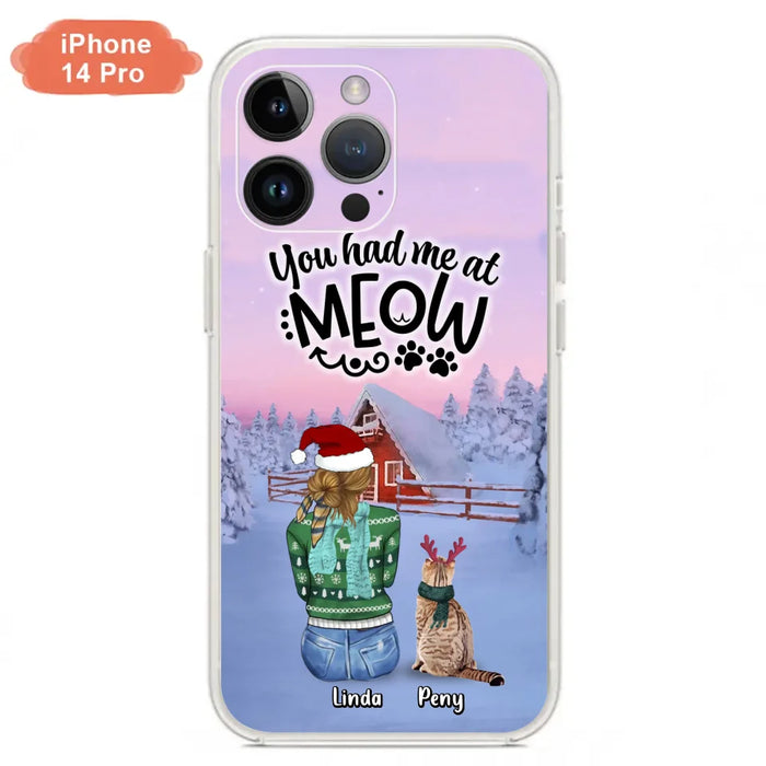 Personalized Christmas Cat Mom Phone Case - Up to 5 Cats - Christmas Gift Idea For Cat Lover - You Had Me At Meow - Case For iPhone And Samsung