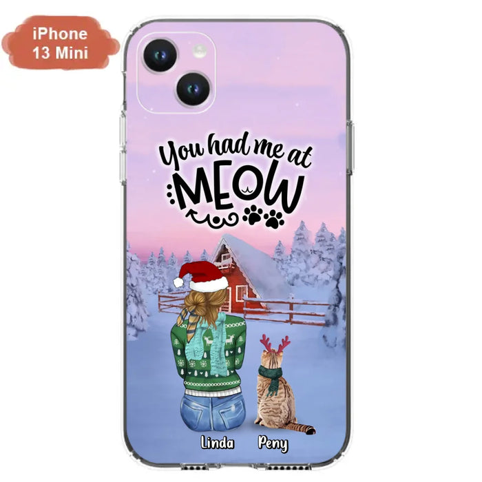 Personalized Christmas Cat Mom Phone Case - Up to 5 Cats - Christmas Gift Idea For Cat Lover - You Had Me At Meow - Case For iPhone And Samsung