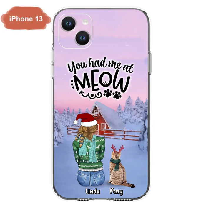 Personalized Christmas Cat Mom Phone Case - Up to 5 Cats - Christmas Gift Idea For Cat Lover - You Had Me At Meow - Case For iPhone And Samsung