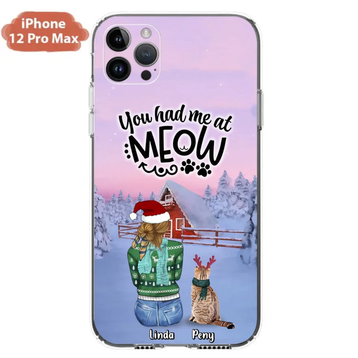 Personalized Christmas Cat Mom Phone Case - Up to 5 Cats - Christmas Gift Idea For Cat Lover - You Had Me At Meow - Case For iPhone And Samsung