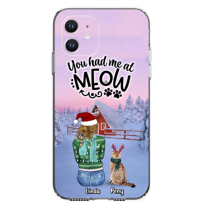 Personalized Christmas Cat Mom Phone Case - Up to 5 Cats - Christmas Gift Idea For Cat Lover - You Had Me At Meow - Case For iPhone And Samsung