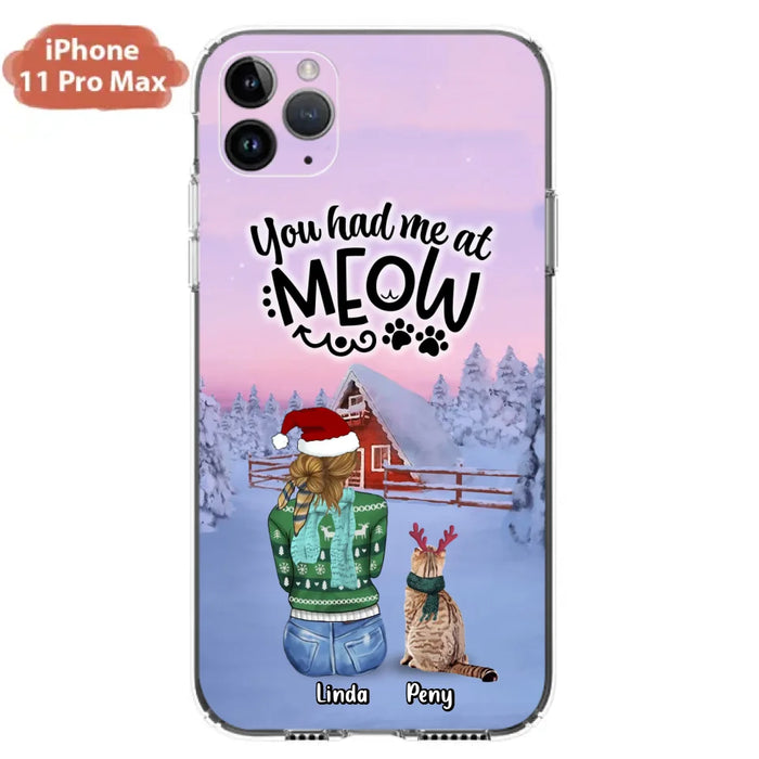 Personalized Christmas Cat Mom Phone Case - Up to 5 Cats - Christmas Gift Idea For Cat Lover - You Had Me At Meow - Case For iPhone And Samsung