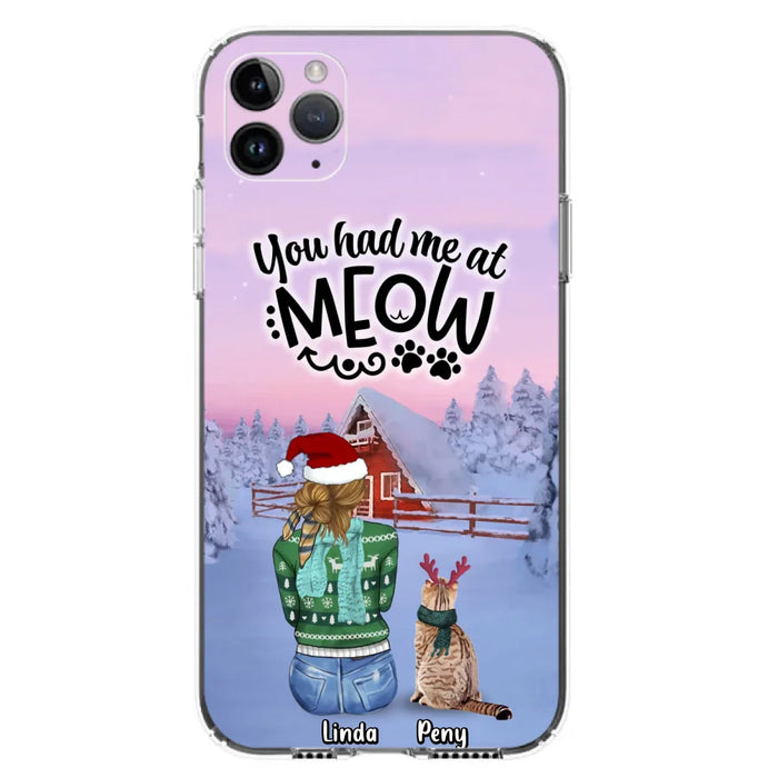 Personalized Christmas Cat Mom Phone Case - Up to 5 Cats - Christmas Gift Idea For Cat Lover - You Had Me At Meow - Case For iPhone And Samsung