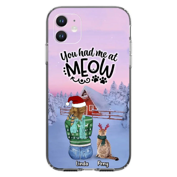 Personalized Christmas Cat Mom Phone Case - Up to 5 Cats - Christmas Gift Idea For Cat Lover - You Had Me At Meow - Case For iPhone And Samsung