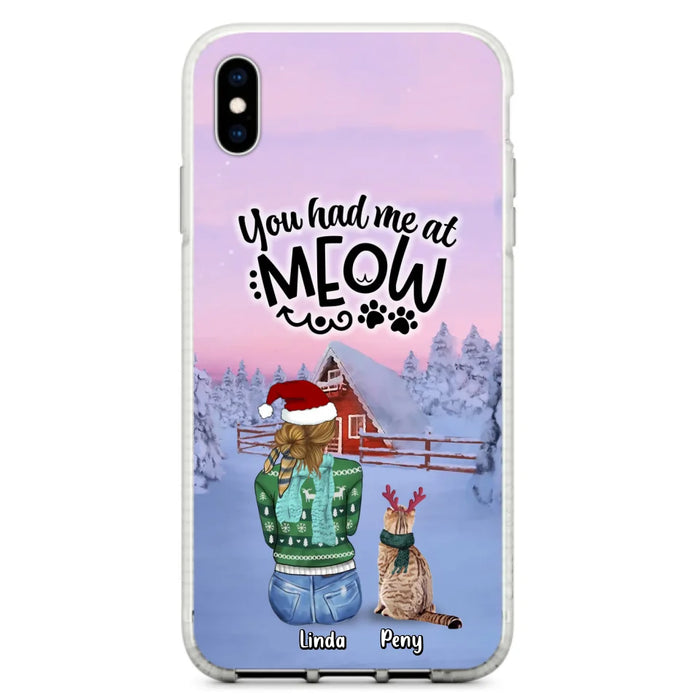 Personalized Christmas Cat Mom Phone Case - Up to 5 Cats - Christmas Gift Idea For Cat Lover - You Had Me At Meow - Case For iPhone And Samsung