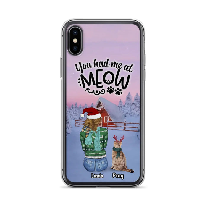 Personalized Christmas Cat Mom Phone Case - Up to 5 Cats - Christmas Gift Idea For Cat Lover - You Had Me At Meow - Case For iPhone And Samsung