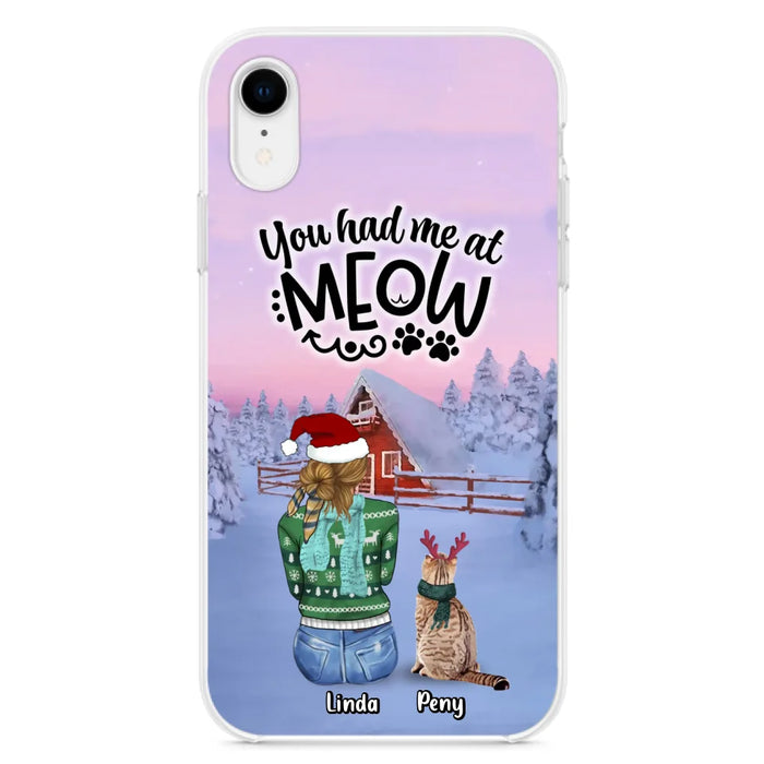 Personalized Christmas Cat Mom Phone Case - Up to 5 Cats - Christmas Gift Idea For Cat Lover - You Had Me At Meow - Case For iPhone And Samsung