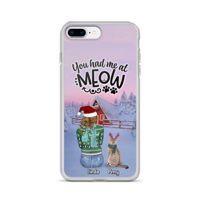 Personalized Christmas Cat Mom Phone Case - Up to 5 Cats - Christmas Gift Idea For Cat Lover - You Had Me At Meow - Case For iPhone And Samsung
