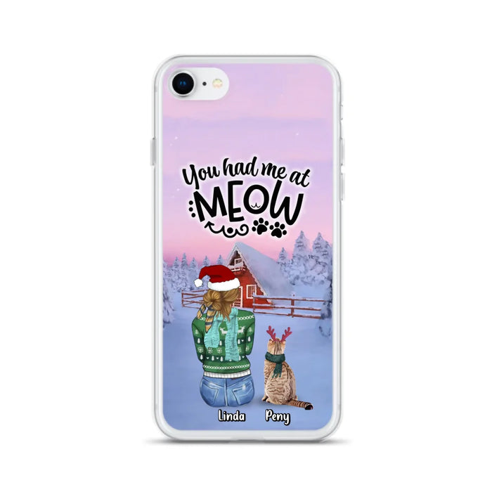 Personalized Christmas Cat Mom Phone Case - Up to 5 Cats - Christmas Gift Idea For Cat Lover - You Had Me At Meow - Case For iPhone And Samsung