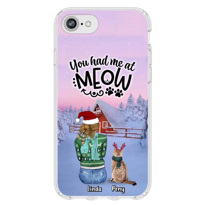 Personalized Christmas Cat Mom Phone Case - Up to 5 Cats - Christmas Gift Idea For Cat Lover - You Had Me At Meow - Case For iPhone And Samsung