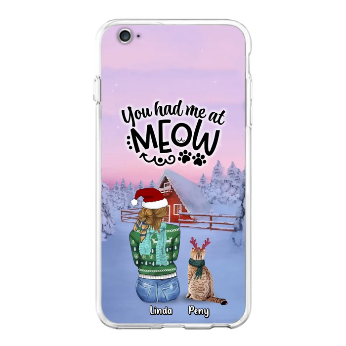Personalized Christmas Cat Mom Phone Case - Up to 5 Cats - Christmas Gift Idea For Cat Lover - You Had Me At Meow - Case For iPhone And Samsung
