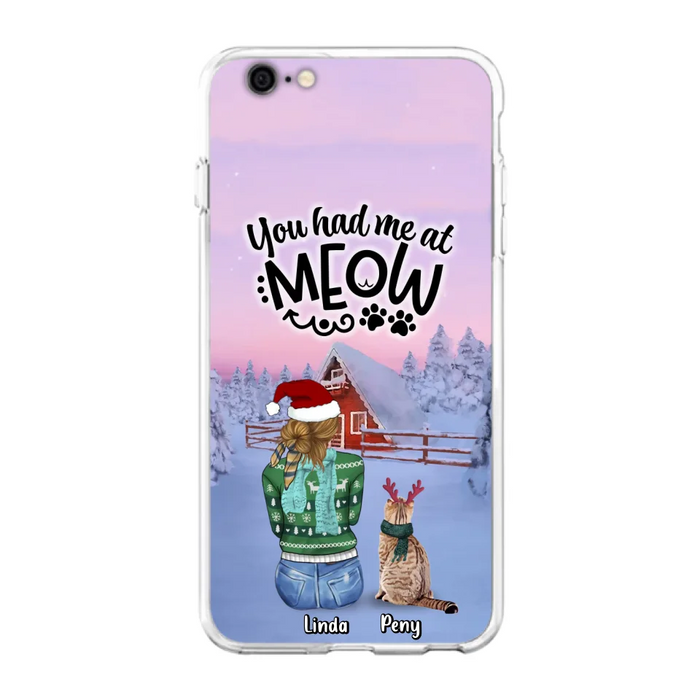 Personalized Christmas Cat Mom Phone Case - Up to 5 Cats - Christmas Gift Idea For Cat Lover - You Had Me At Meow - Case For iPhone And Samsung