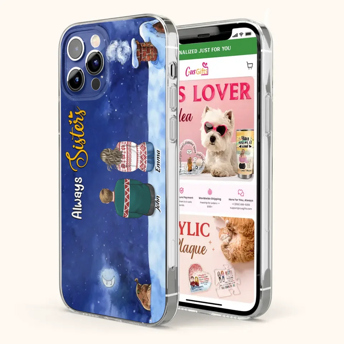 Personalized Christmas Brother & Sister Phone Case - Christmas Gift Idea For Siblings - Up to 12 People - Always Sisters - Case For iPhone And Samsung