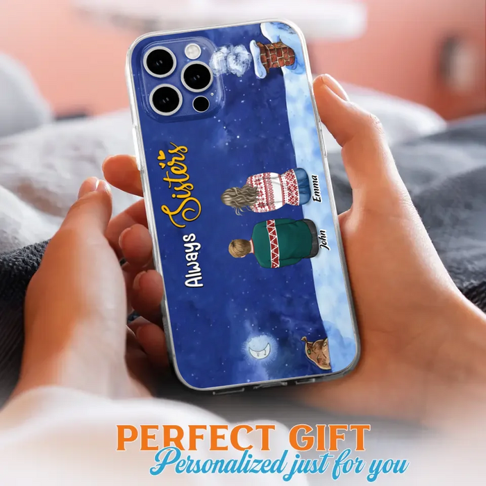 Personalized Christmas Brother & Sister Phone Case - Christmas Gift Idea For Siblings - Up to 12 People - Always Sisters - Case For iPhone And Samsung