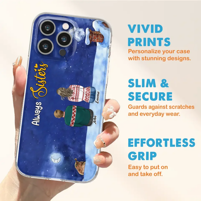 Personalized Christmas Brother & Sister Phone Case - Christmas Gift Idea For Siblings - Up to 12 People - Always Sisters - Case For iPhone And Samsung