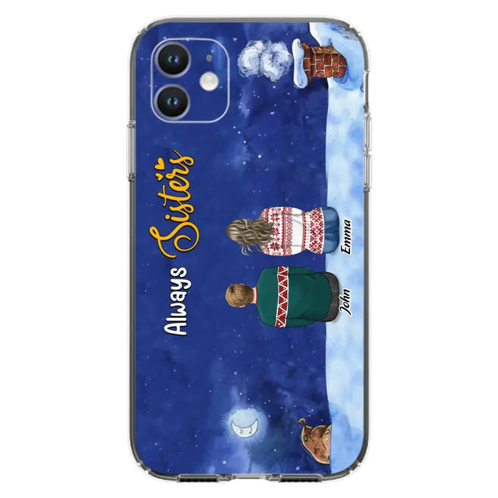 Personalized Christmas Brother & Sister Phone Case - Christmas Gift Idea For Siblings - Up to 12 People - Always Sisters - Case For iPhone And Samsung
