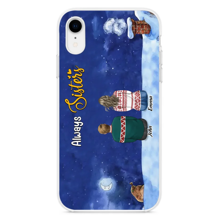 Personalized Christmas Brother & Sister Phone Case - Christmas Gift Idea For Siblings - Up to 12 People - Always Sisters - Case For iPhone And Samsung