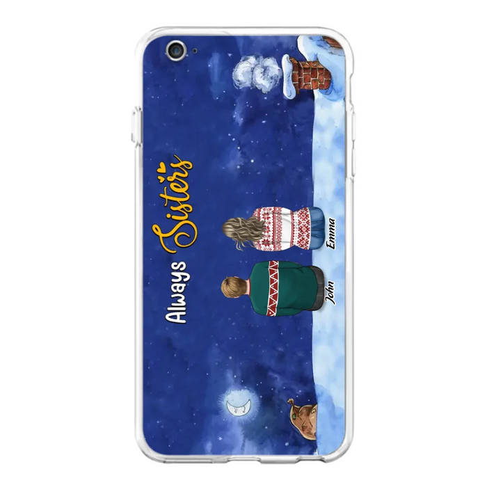 Personalized Christmas Brother & Sister Phone Case - Christmas Gift Idea For Siblings - Up to 12 People - Always Sisters - Case For iPhone And Samsung
