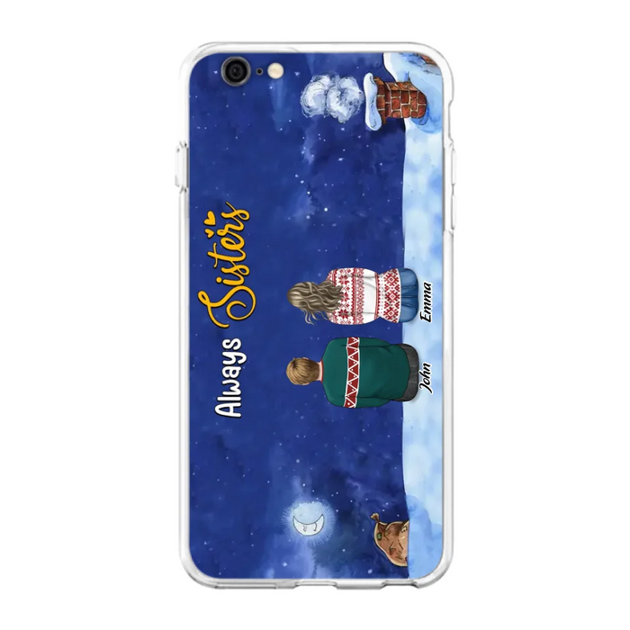 Personalized Christmas Brother & Sister Phone Case - Christmas Gift Idea For Siblings - Up to 12 People - Always Sisters - Case For iPhone And Samsung
