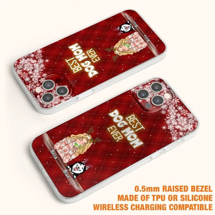Personalized Christmas Dog Mom Phone Case - Up to 5 Dogs - Christmas Gift Idea For Dog Mom/Dog Lover - Best Dog Mom Ever - Case For iPhone And Samsung