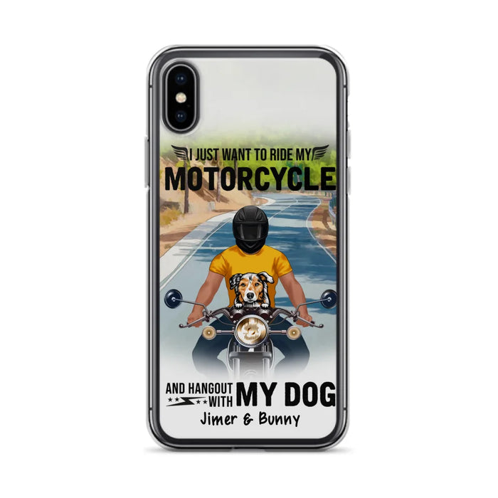 Custom Personalized Dog With Biker Phone Case - Upto 3 Dogs - Gifts For Dog Lover - Hangout With My Dog - Phone Case For iPhone And Samsung