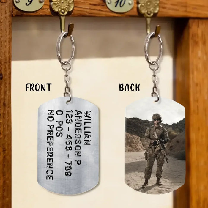 Personalized Veteran Photo Aluminium Keychain - Gift Idea For Veteran